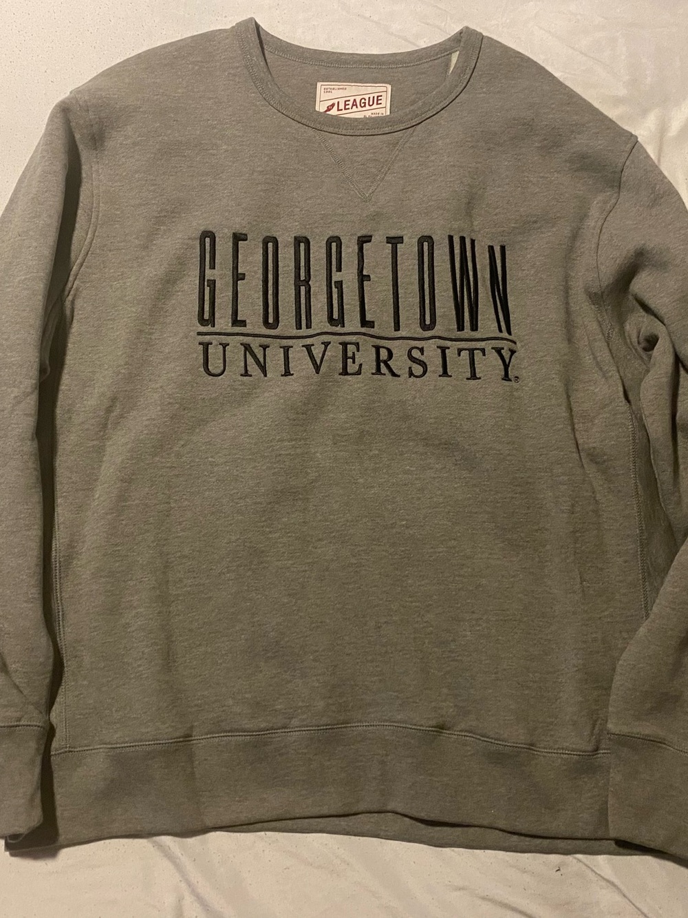 League Georgetown University Gray Crewneck Pullover with Black Lettering